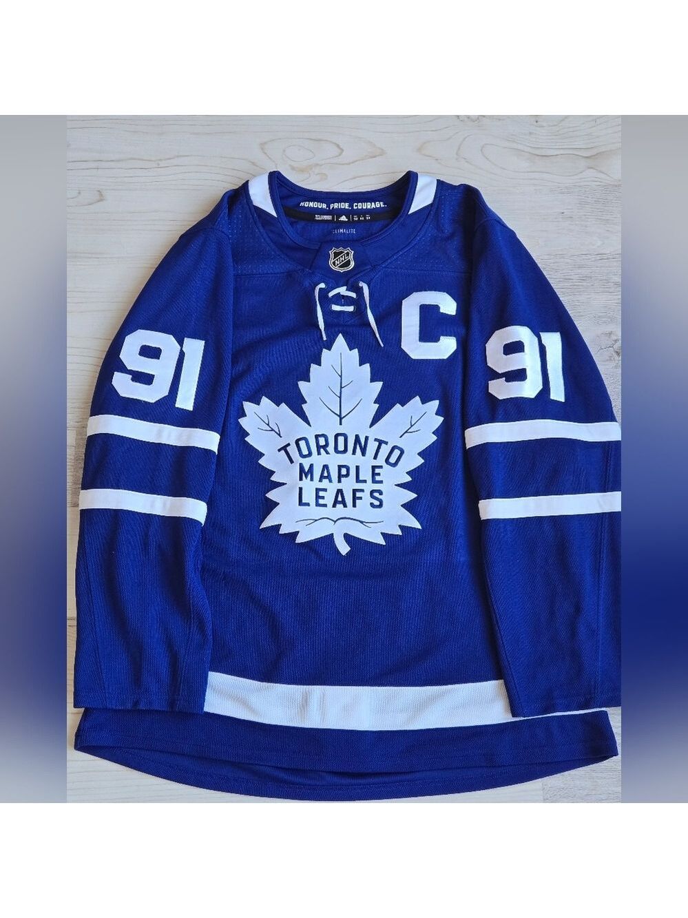 Toronto Maple Leafs #91 John Tavares Captain NHL Jersey Blue Adidas